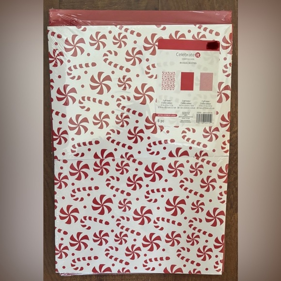 NWT 3 sets of Christmas Xmas gift boxes 18 total solid stripe candy cane - Picture 3 of 9